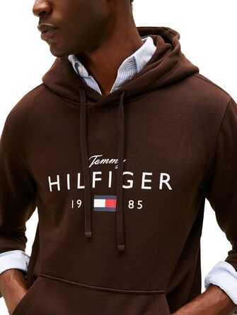 Чоловічий худі Tommy Hilfiger Brand Love Big Hilfiger з капюшоном, коричневий (Chocolate), розмір M