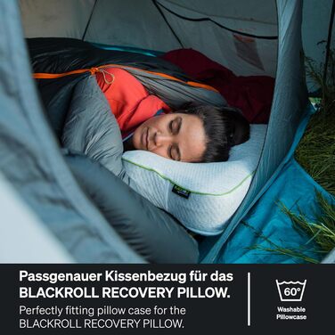 BLACKROLL® Recovery Pillow Set (50 x 30 cm), orthopedic pillow with additional cover, ergonomic head pillow with travel bag, neck pillow made of viscose memory foam, Made in Germany, Climate pillow + Climate pillow cover