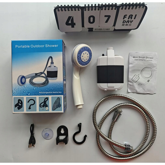 Кемпінговий душ з акумулятором 2200 мАг, портативний душ-помпа