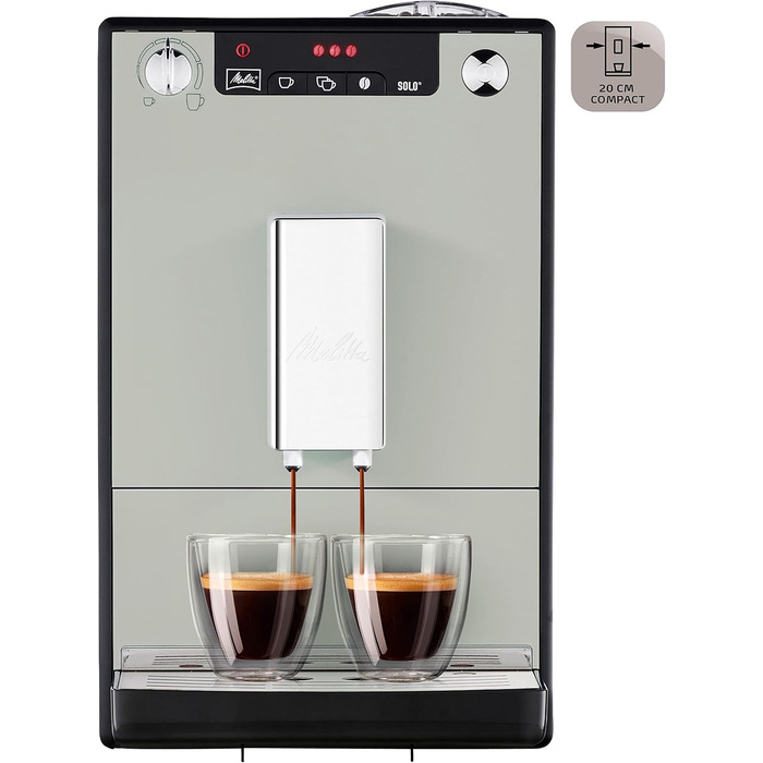 Melitta Solo - Fully Automatic Coffee Machine - 2-Cup Function - Adjustable Coffee Dispenser - Conical Burr Grinder - 3-Level Adjustable Coffee Strength - Limited Edition - Sandy Grey (E950-777) Sandy Grey Single