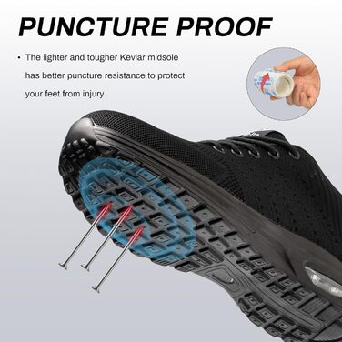 Чоловічі та жіночі робочі черевики/спортивне взуття для роботи з металевим підноском, антиковзаюча підошва, дихаючі, розмір 35-46, чорний