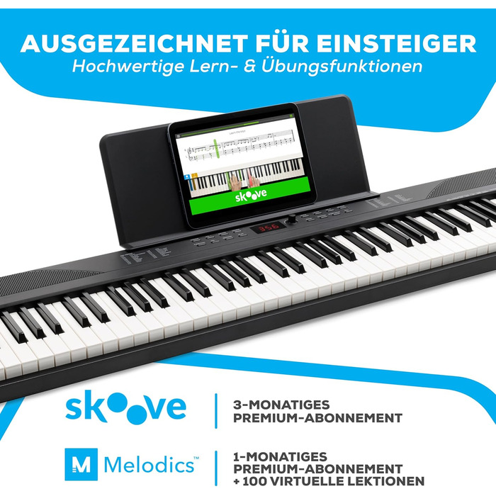 Клавіатура Alesis E-Piano з 88 клавішами, 480 звуків, USB-MIDI, динаміками, аксесуарами та уроками для початківців