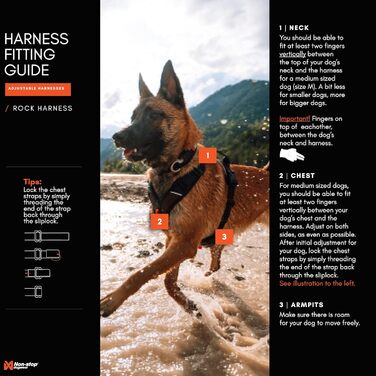 Шлейка для собак Non-Stop Dogwear Rock Harness, розмір M, чорний колір