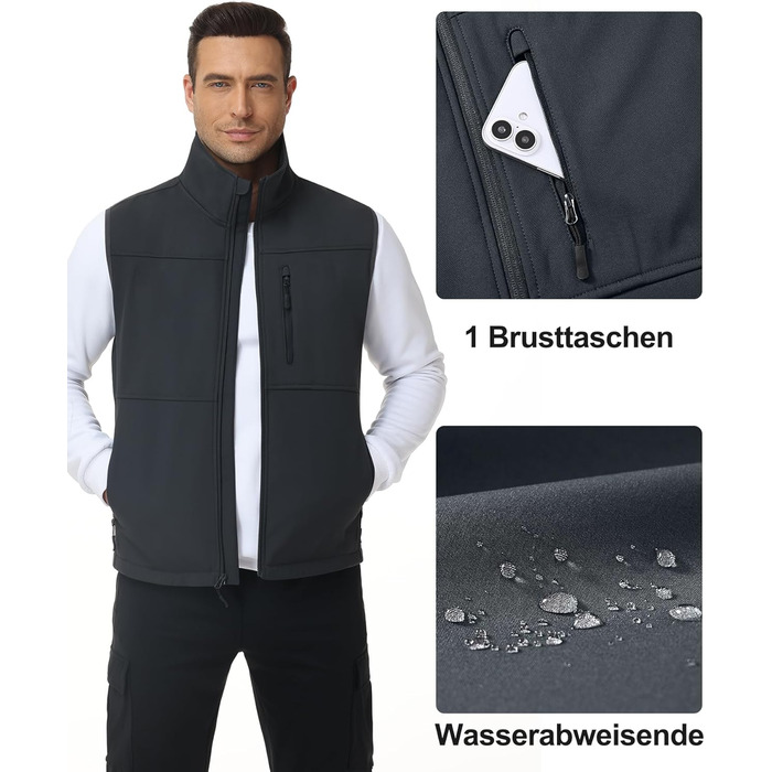 Чоловіча куртка Weste Outdoor з софтшелла, водонепроникна та вітронепроникна, з флісовою підкладкою, для походів, сіра (M)