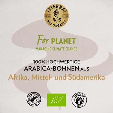 Кава в зернах Lavazza Tierra For Planet, 100% органічна арабіка, легкого обсмаження для еспресомашини, м'який фруктово-квітковий смак, 1 кг