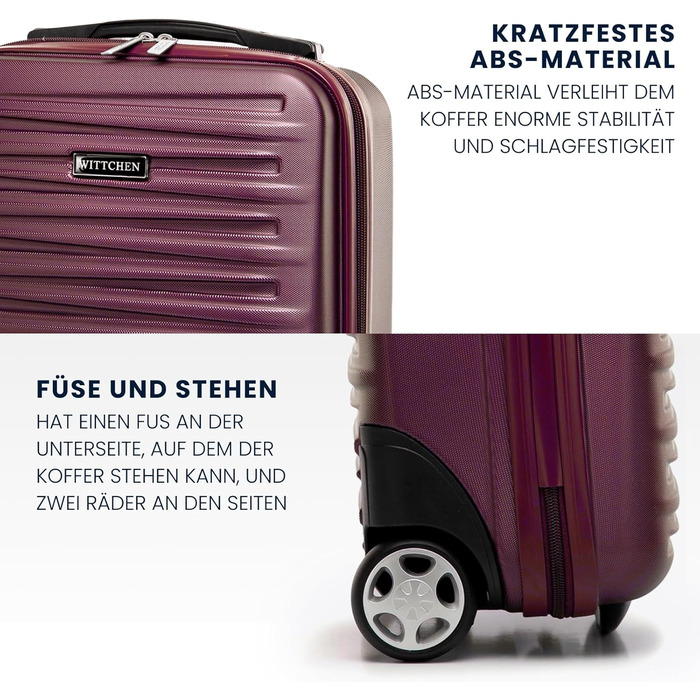 WITTCHEN Skyspeed Line: Великий валіза на колесах з ABS, для подорожей, з комбінаційним замком та телескопічною ручкою, 4 колеса, підходить для Lufthansa/Eurowings/Ryanair/Condor, колір каштанового дерева