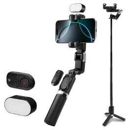 Стабілізатор Gimbal Spigen з розпізнаванням обличчя, селфі-стік, штатив, LED-підсвітка, вертикальне/горизонтальне обертання, сумісний зі смартфонами iPhone, Samsung та іншими