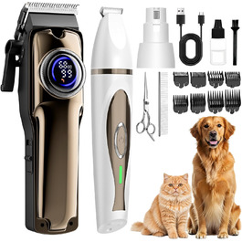 Набір триммерів для собак 3-в-1: машинка для стрижки, триммер для подушечок лап, професійний триммер для густого хутра, для собак та котів (2 шт.)