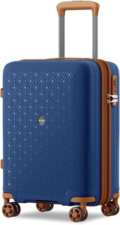 Чемодан KONO великий з підсклянником, жорсткий, легкий, з поліпропілену, розширюваний, з 4 колесами та TSA замком, чорний/коричневий (темно-синій/коричневий, M)