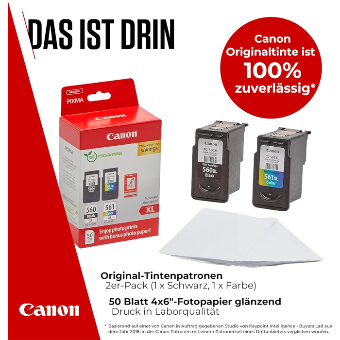 Комплект оригінальних картриджів Canon PG-560XL та CL-561XL FINE XL з фотопапером для домашнього друку