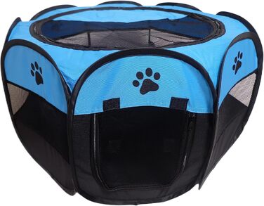 Переносне вольєр для тварин, складаний вольєр для собак та котів, кроликів, тренувальний намет для домашніх тварин, для використання в приміщенні та на вулиці, блакитний (72,9 x 72,9 x 40,6 см)