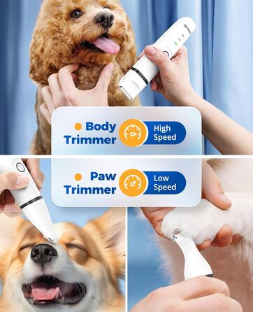 Schermaschine для собак та котів oneisall 4-в-1: стрижка, триммінг, шліфування кігтів. Безшумна, акумуляторна модель з 4 насадками для тіла, лап, очей та вух.