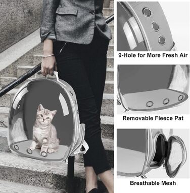 Сумка-переноска для котів, домашніх тварин, рюкзак-переноска, передня кишеня для маленьких, середніх котів, цуценят, собак (сіра)