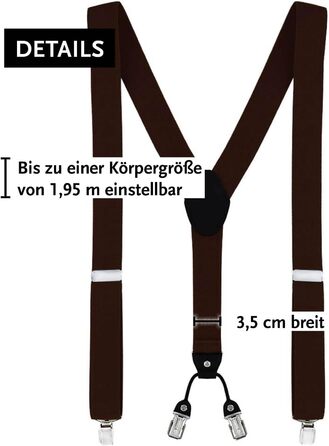 Підтяжки чоловічі DonDon Y-подібні, 3,5 см, еластичні, регульовані, комплект з 2 шт. + метелик 12x6 см, коричневі