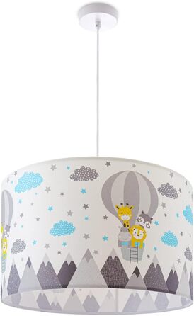 Paco Home Pendant Light, Children's Room Ceiling Lamp, Baby Room Pendant Light, Various Motifs, Boys and Girls, E27, Color: Design 6 (Ø45.5 cm), Light Type___Color: - White (Animals, Long White)