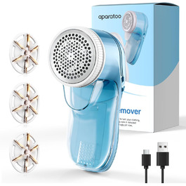 Електричний видалення ворсу для одягу та килимів, USB, 3 леза, блакитний