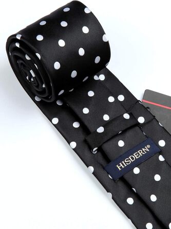 HISDERN Комплект краватки та нагрудного хустинки (чорний та білий)