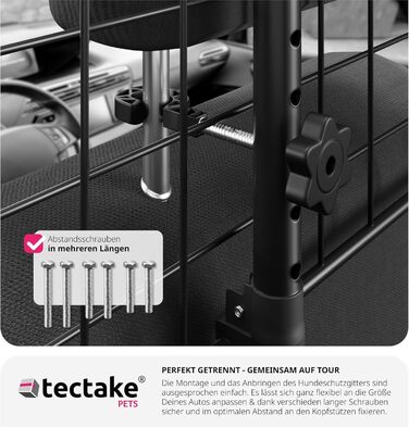 Сітка для собак у машину tectake® - універсальна, регульована ширина, мобільний захист багажника, перегородка, бар'єр для собак, аксесуари для подорожей з собакою