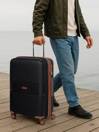 Набір валіз Eco Edition 3 шт. | Розширювані валізи з TSA-замком | Чорний колір, валіза M (67 см)