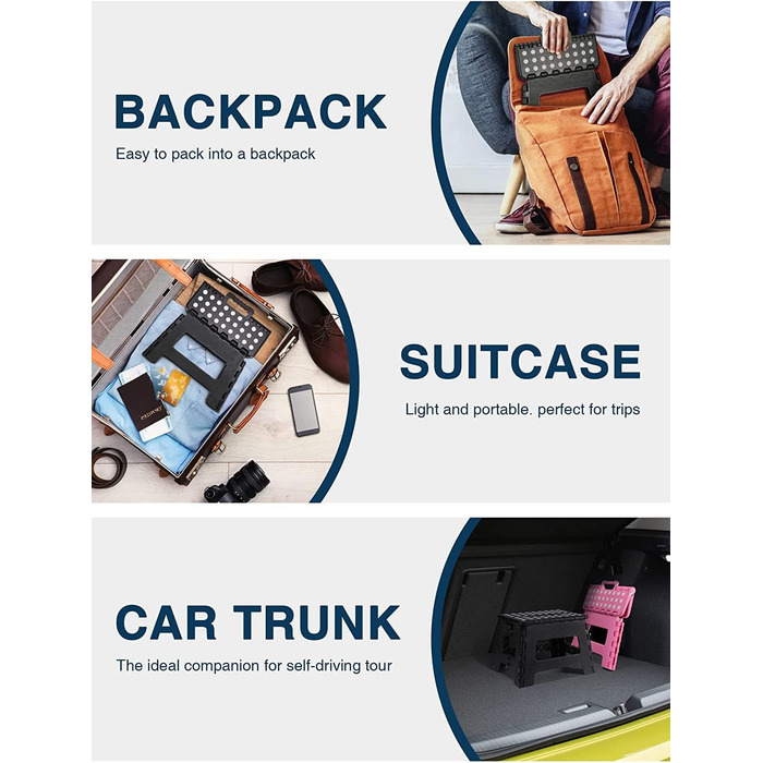 Складний стільчик HOUSE DAY 22см - чорний. Стійкий, легкий, з антиковзким покриттям. Ідеально для дітей, кемпінгу, пікніка та дому.