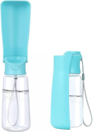 Складана пляшка для води для собак, 550 мл, не протікає, портативний диспенсер для води та корму для тварин, для прогулянок, походів, подорожей