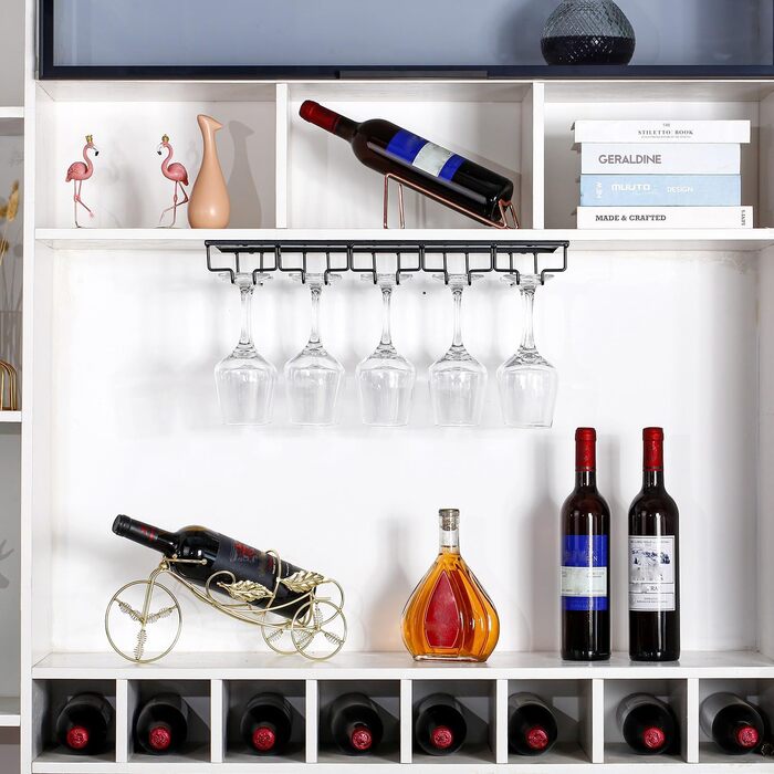 Тримач для келихів YunNasi (2 шт.) - 5 рядів, металевий, для кухні, бару, ресторану, чорний