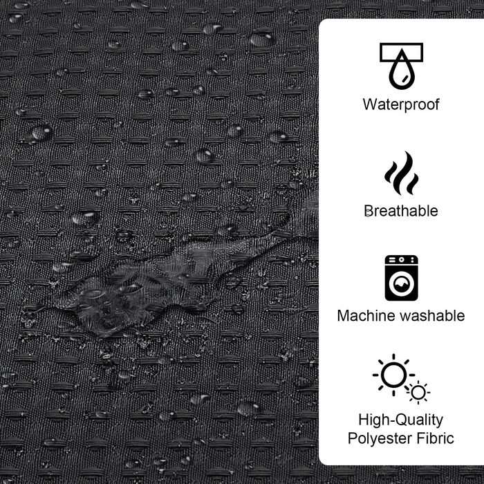 Шторка для душу Waffel 183x198 см - текстильна, поліестер, з магнітною стрічкою та 12 кільцями, непрозора та водонепроникна для ванної кімнати (Чорний, 183x198 см)