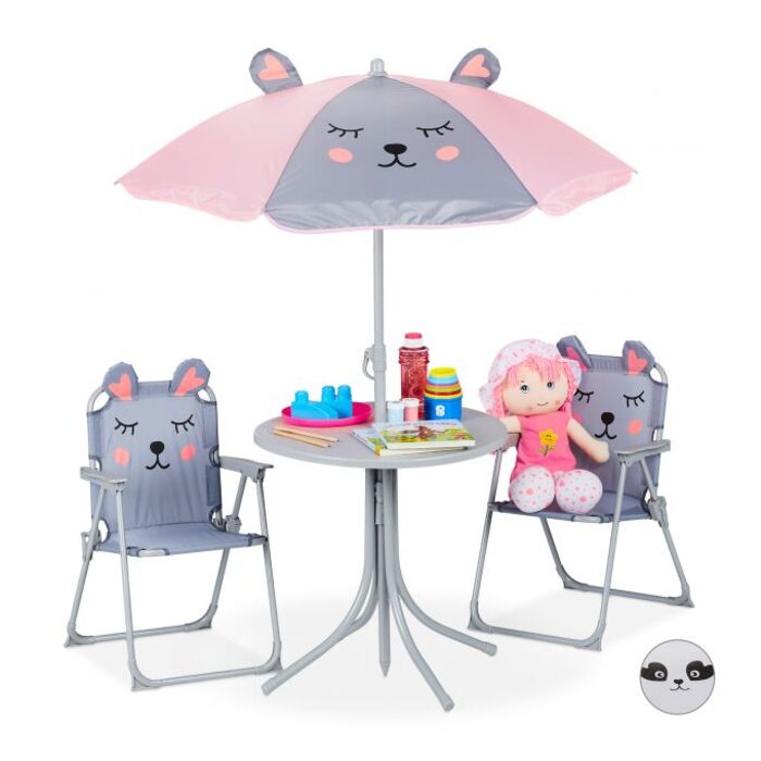 Relaxdays Camping Kids' Seating Set with Umbrella