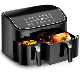 Фритюрниця без олії 9л з 2 камерами, Airfryer 6-в-1 з сенсорним екраном, 3L та 6L, антипригарне покриття, для здорового приготування