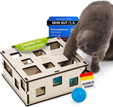 Interactive cat toy for self-entertainment and playing together | Can be combined with treats & own toys [NATURAL PRODUCT] Puzzle Box