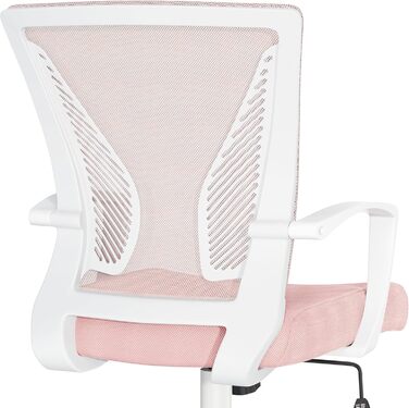 Офісне крісло Yaheetech ергономічне, з сітчастою спинкою, з підлокітниками, для офісу, комп'ютерне крісло, витримує до 136 кг, дихаюче, з функцією гойдання (Рожеве, фіксовані підлокітники)