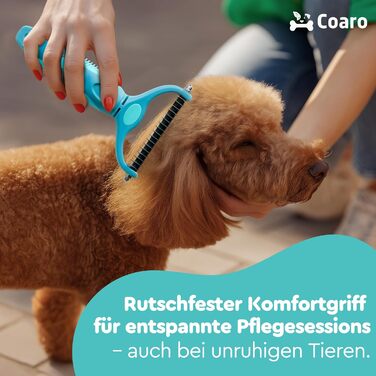 Підшерсткова щітка для собак та котів з двосторонніми лезами для легкого догляду за шерстю – неслизька ручка для надійного захвату – професійна щітка для видалення підшерстя