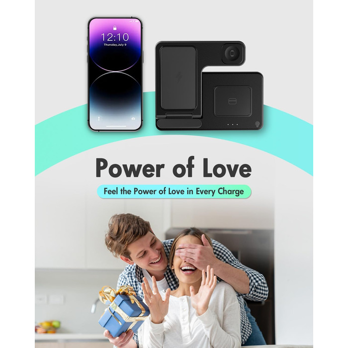 Бездротова зарядка 3-в-1 для Apple iPhone, Apple Watch, AirPods - компактна, для дому, офісу, подорожей