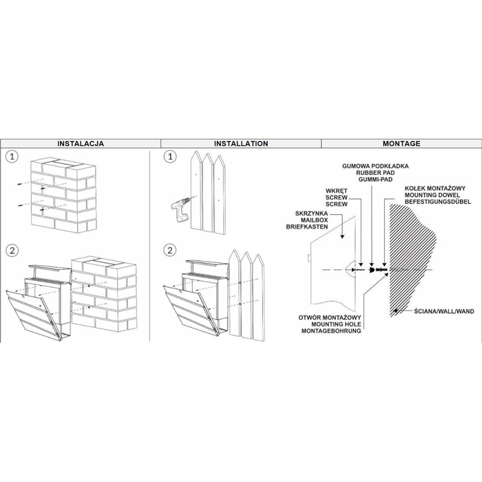 Поштовий ящик сталевий антрацит з газетницею, настінний - Verzinkter Stahl