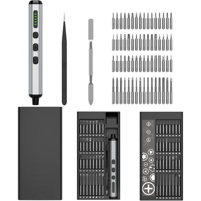 Міні-електродриль/викрутка преміум-класу 68в1 з магнітними бітами для ремонту iPhone, ноутбуків, годинників