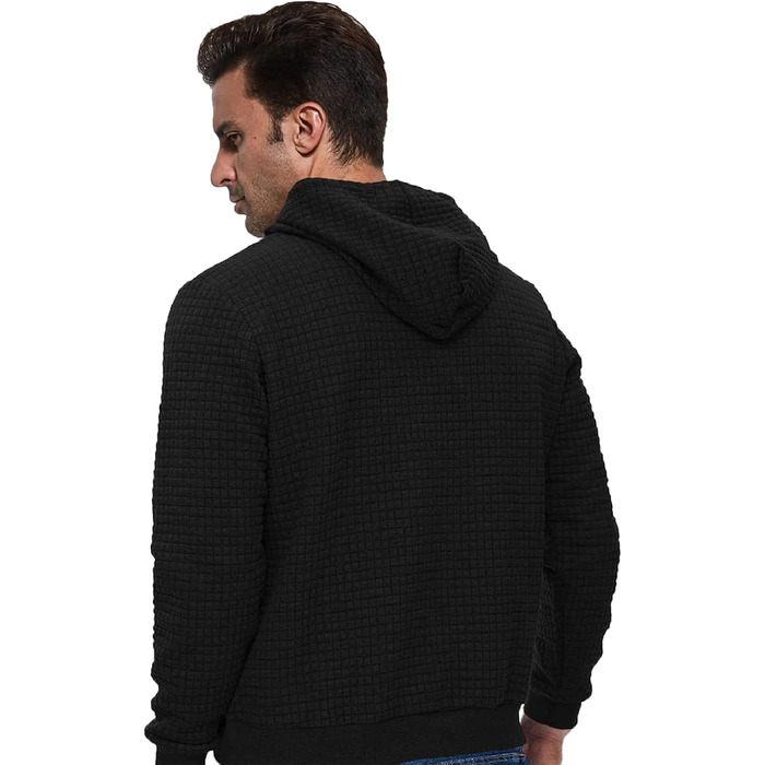 Чоловіча толстовка Tanozer з капюшоном, довгий рукав, в клітинку, чорний (XL)