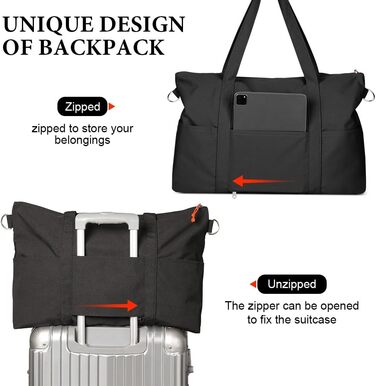 Спортивна сумка Flintronic для жінок, дорожня сумка-мішок, сумка на вихідні, дорожня сумка з чохлом для тележки, водонепроникна спортивна сумка, сумка для подорожей, ручна поклажа для спорту, подорожей, літака (чорна)