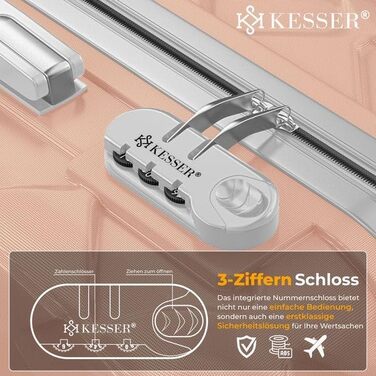 Набір валіз KESSER® 4 шт. | Валізи з ABS-пластику з кодовим замком, ваговою шалькою та органайзером для документів, 360° колеса | Ручна поклажа та великі валізи для подорожей та бізнесу (Нюдовий сірий)