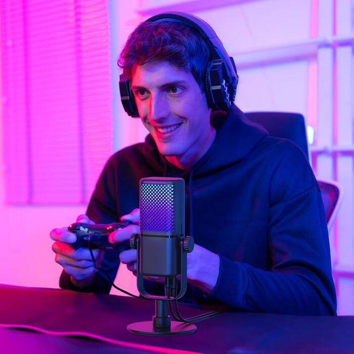 Мікрофон TONOR TCX3 для Xbox з RGB підсвічуванням та контролем Gain, акумулятор 30 годин, для стримінгу та подкастингу, сумісний з відеокартами