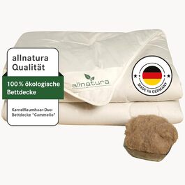 allnatura Camel Down Duo Comforter Cammello 135x200 - Climate-regulating for 4 Seasons - Warm Sleep Comfort with Moisture Management - 100% Sustainable Camel Down Hair - Made in Germany Camel Down Hair Warm