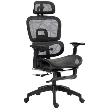 HOMCOM Ergonomic Mesh Office Chair with Adjustable Height, Swivel, Armrests, and Headrest - Black