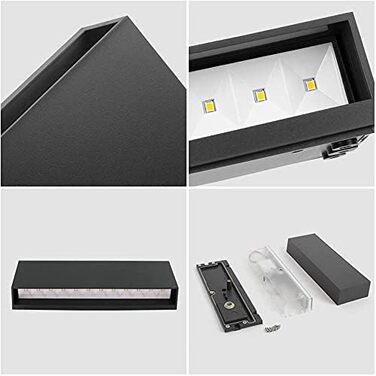 DAWALIGHT Настінний світильник для вулиці, комплект 2 шт., IP65, 2x6W, 3000K, тепле біле світло, темно-сірий, пластик