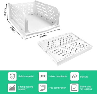 THATSRAD 3-Tier Drawer Box Closet Drawer Boxes Stackable Shelf for Closet Interior Foldable Storage Boxes Drawer White Stackable Drawers for Clothes Bedroom Kitchen Bathroom