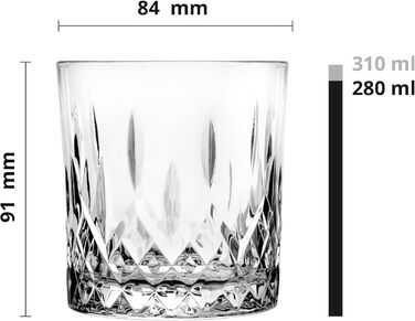 Набір келихів для віскі Glasmark KROSNO 1992, 6 шт, 280 мл, для коньяку, рому, джину, коктейлів, прозорі, низькі, для посудомийної машини