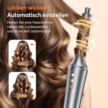Airstyler 5 в 1 Bopcal: Іонізатор, Фен, 160000 обертів/хв, для швидкого сушіння, об'єм та локони, подарунок для жінок. Чорний.