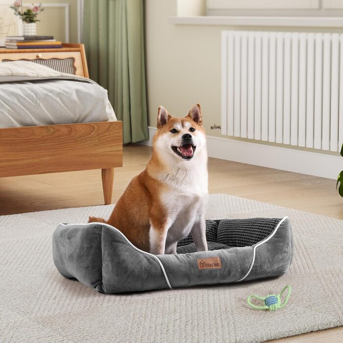 YITAHOME Dog Bed for Medium to Small Dogs, Dog Cushion, Dog Beds, 64x53cm, Non-Slip Bottom Dog Sofa, Grey