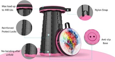 Складний стільчик Alevmoom 2024 з подушкою, для кемпінгу, подорожей, риболовлі. Міцний, витримує до 200 кг, телескопічний, регульований.