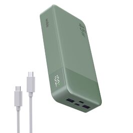 Power Bank NOBIS 20000mAh 45W Зелений: Акумулятор з USB-C та USB-A, Швидка зарядка, Цифровий дисплей