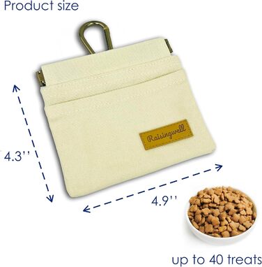 Сумка для корму для собак Leckerlibeutel – міцна бавовняна сумка для прогулянок з карабіном та самозакривною застібкою, ідеальна для подорожей та активного відпочинку (біла)