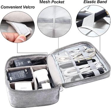 Органайзер для кабелів LTLSZRN, сірий: зручна сумка-організатор для подорожей